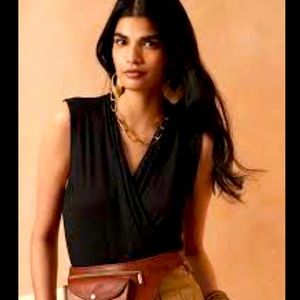 NWT Banana Republic Threadsoft Wrap Top in Black XS